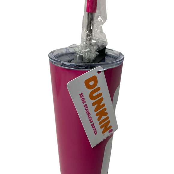 Dunkin Pink Stainless Sipper Tumbler with Straw - Picture 5 of 8